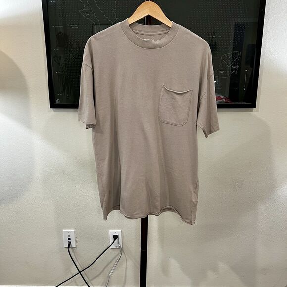 Abercrombie & Fitch - Soft Essentials Long Line T-shirt Raw Hem Medium - Taupe - Picture 1 of 6